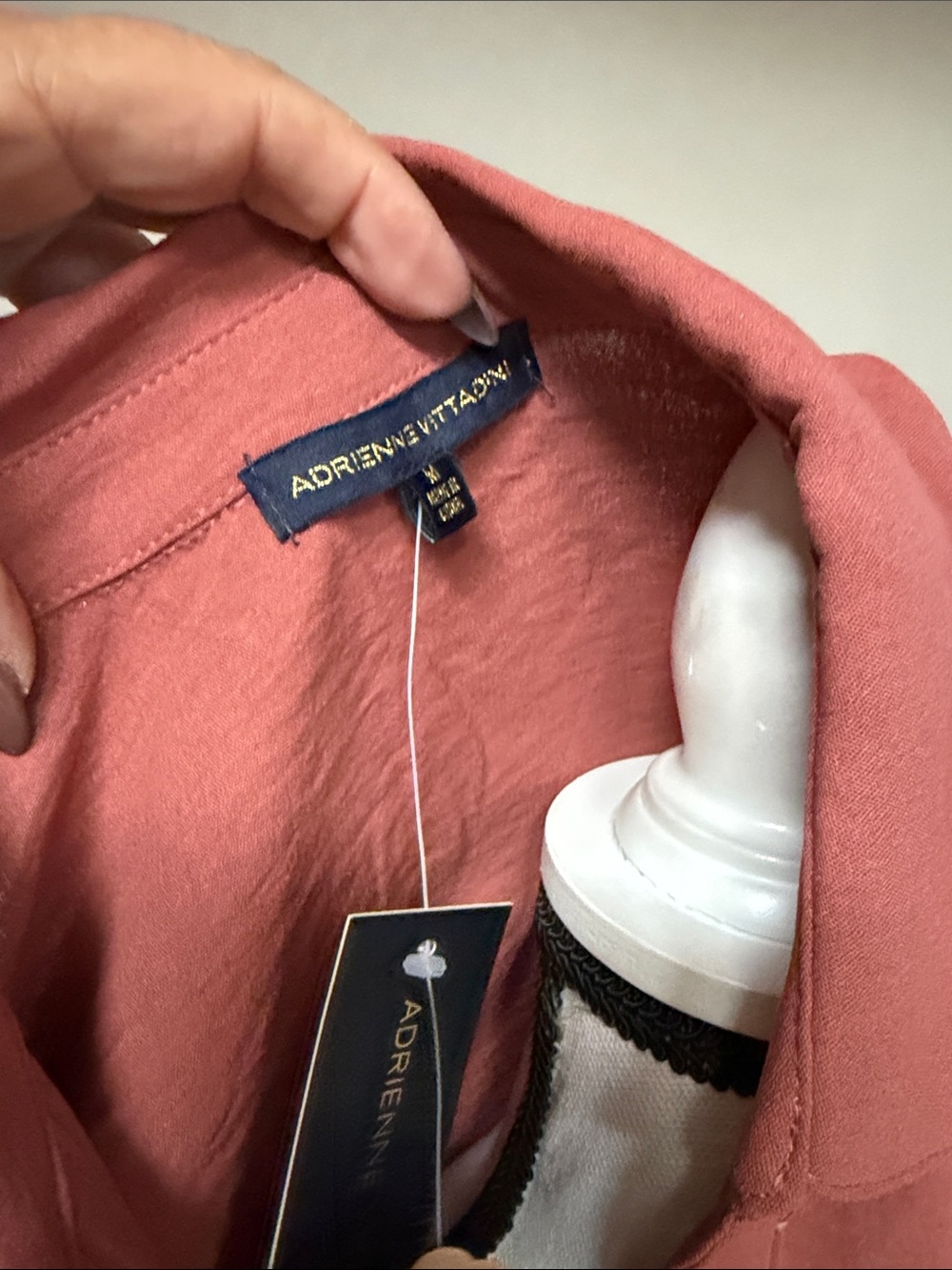 Adrienne Rust Collared V-Neck Blouse - Picture 5 of 5